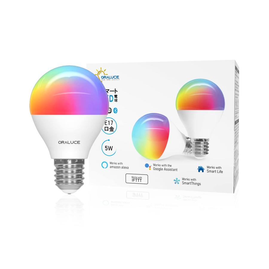 スマート LED 電球 E17 40W 相当 2 個入 調光調色 対応 ORALUCE スマート LED電球 E17口金 40W相当 調光調色 スマートライト