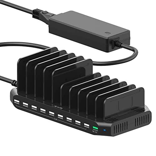 Alxum USB 充電ステーション 60W 10ポートIPad 充電スタンド QC 3.0