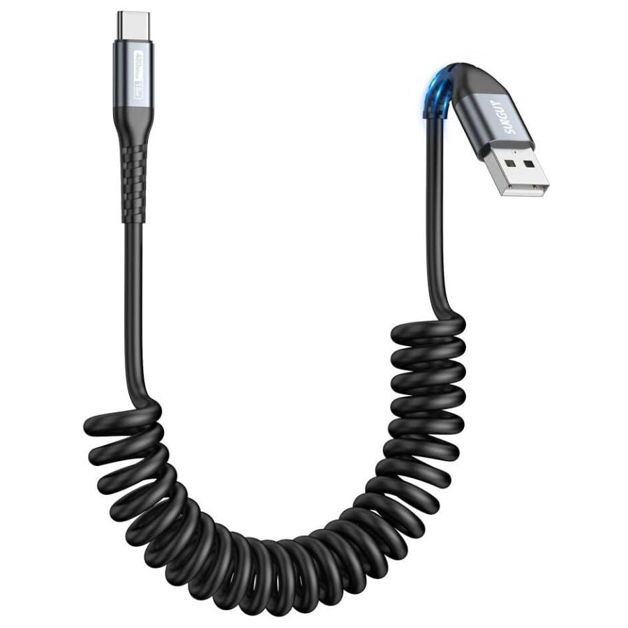 SUNGUY USB C ケーブル 0.4Mから1Mまで 伸びる 最大3A急速充電 タイプc