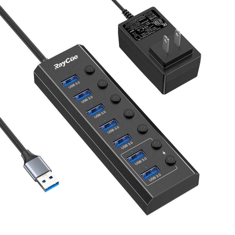 RayCue USB ハブ 3.0 Hub 7ポート 5Gbps高速 USB拡張 コンパクト セルフパワー/ : SHOP EVERGREEN ...