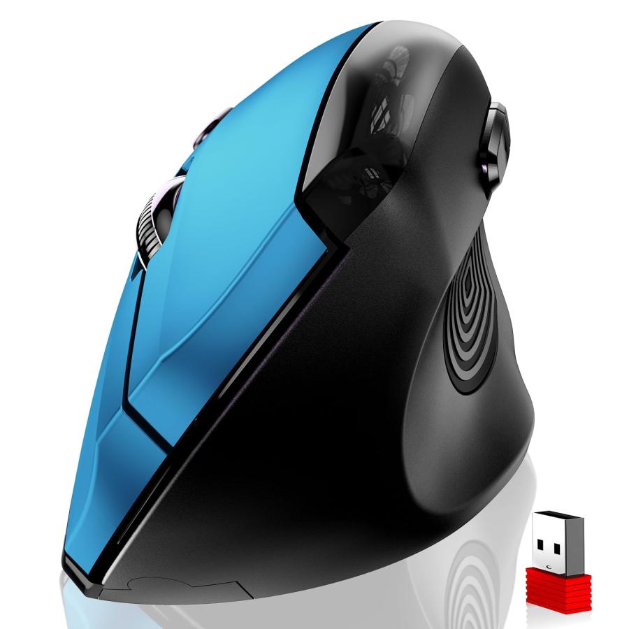 memzuoix 人間工学マウス ワイヤレスマウス、2.4G大型縦型マウス 光学
