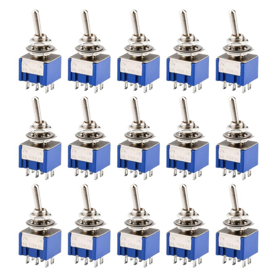 FORIOT 15個 MTS-202 ミニトグルスイッチ 6A 125V ACトグルスイッチ 6