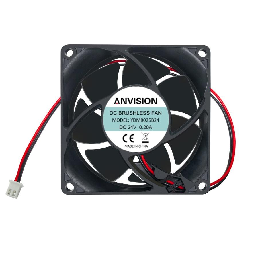 ANVISION 80mm x 25mm DC 24V ブラシレス冷却ファン デュアルボール