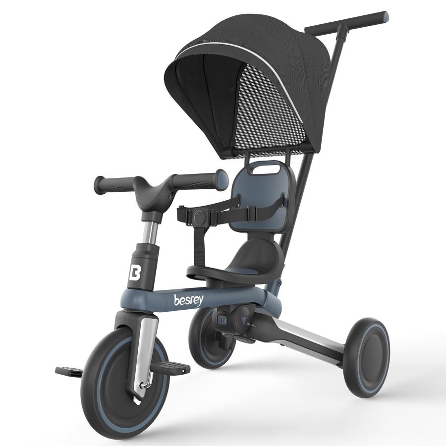 besrey 子供用三輪車 5in1 折りたたみ 手押し棒 1歳 2歳 3歳  