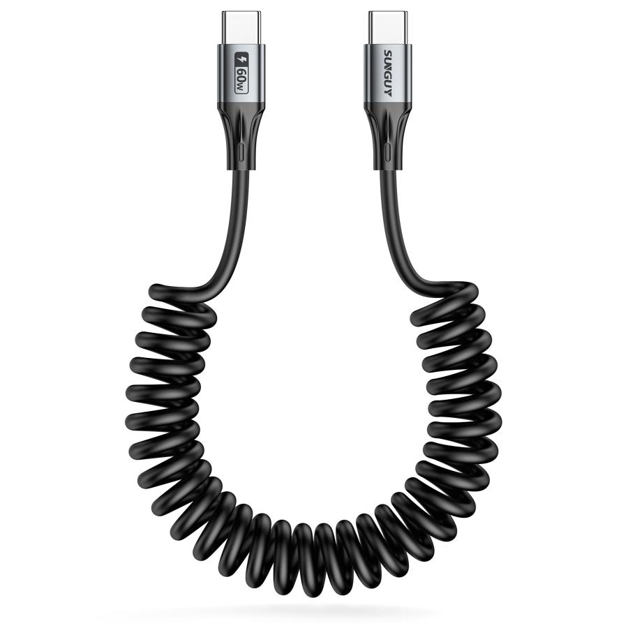 SUNGUY USB Type C ケーブル 0.4Mから1Mまで 伸びる 60W 急速充電 PD対応 : SHOP EVERGREEN ...