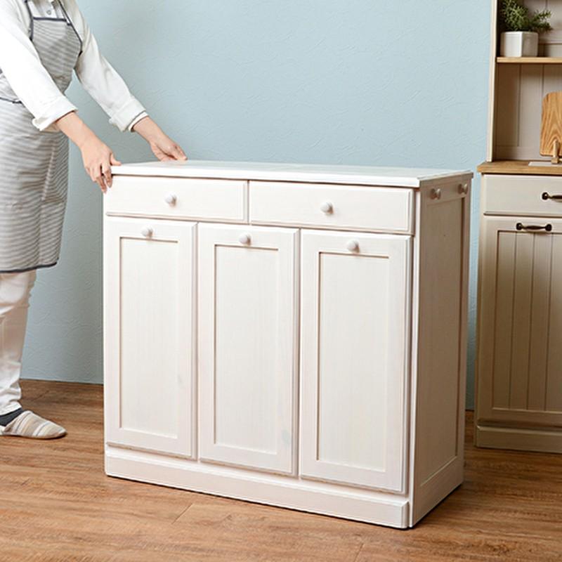 ダストボックス おしゃれ ホワイトウォッシュ キャスター付き 引出し付き 天然木 パイン材 3分別 Hghi インテリア家具通販のファニシック 通販 Yahoo ショッピング