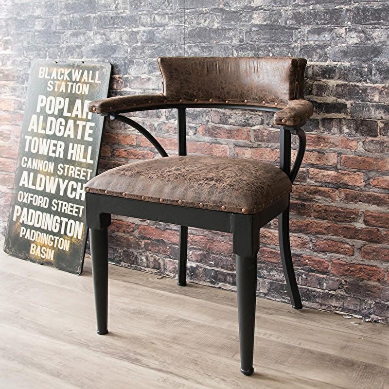 ダイニングチェア ヴィンテージ加工 スタッズ ゴシック調 レザー