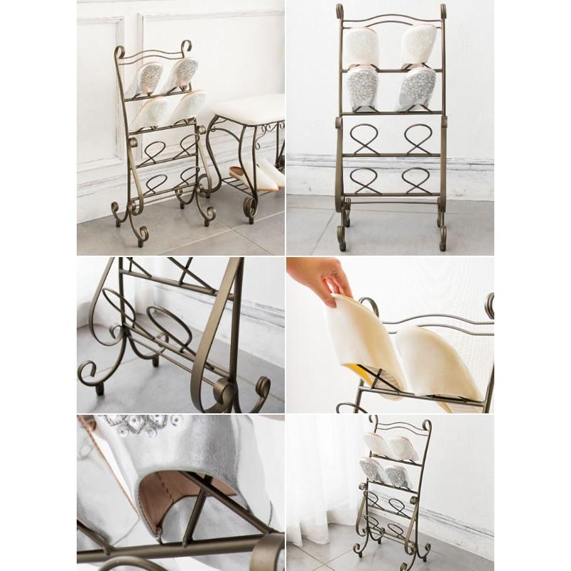 スリッパラック おしゃれ アンティークゴールド 高級感 玄関収納 軽量