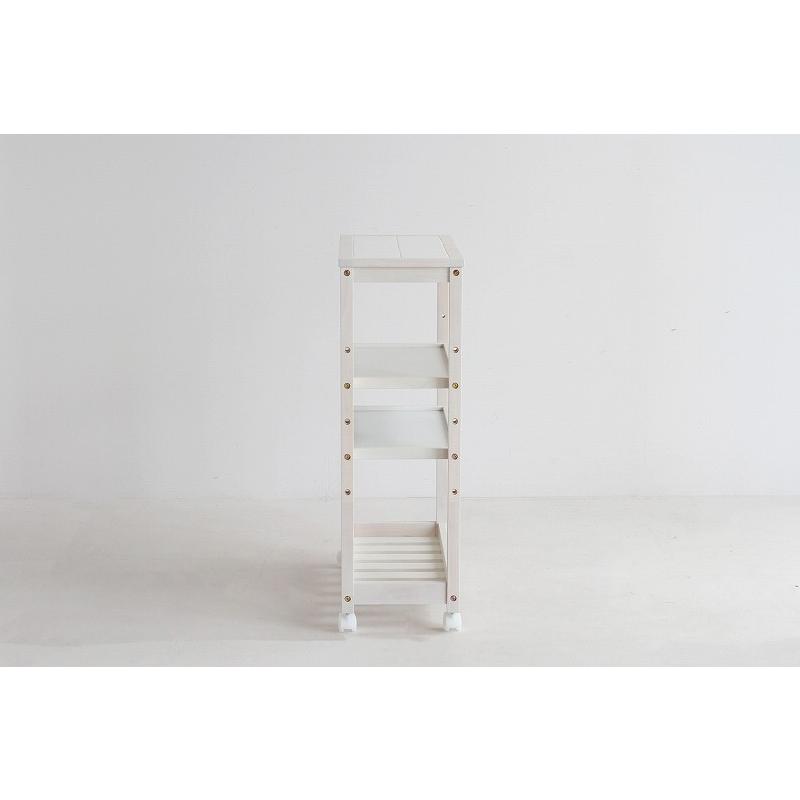 キッチンワゴン キャスター付 4段ワゴン 天然木 木製 ワゴン タイル