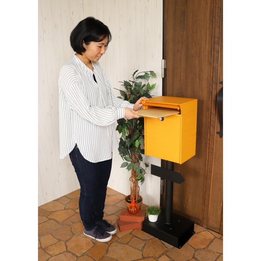 ポスト 置き型 おしゃれ オレンジ スタンドポスト アンティーク塗装 鍵付き ダイヤル式 シール付き 郵便受け Yslh インテリア家具通販のファニシック 通販 Yahoo ショッピング