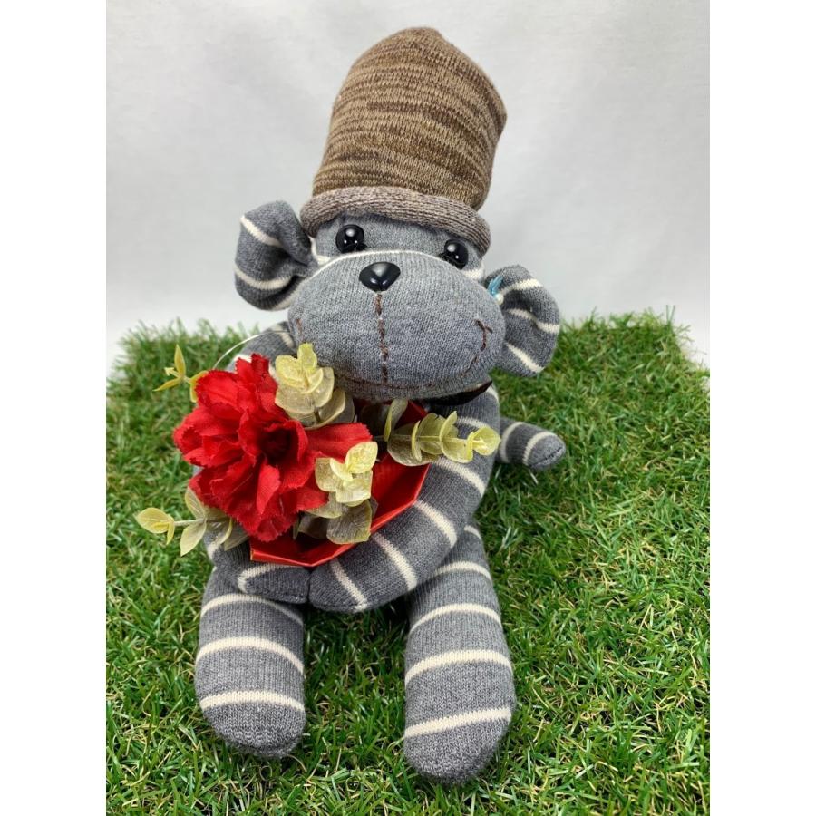 【Freddo】ソック モンキー サル 靴下 ぬいぐるみ 母の日 出産祝 お誕生日プレゼント ギフト フラワー 花束 カーネンション ユーカリ ラッピング無料 手作り 1 | 