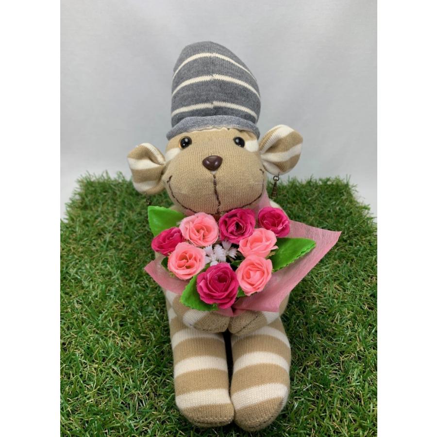 【Freddo】ソック モンキー サル 靴下 ぬいぐるみ 母の日 出産祝 お誕生日プレゼント ギフト フラワー 花束 スプレーバラ ラッピング無料 手作り 2 | 