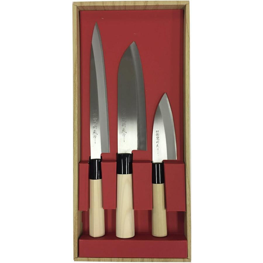 関鍔蔵作 包丁 3本セット 三徳包丁・刺身包丁・小出刃包丁 初心者向け