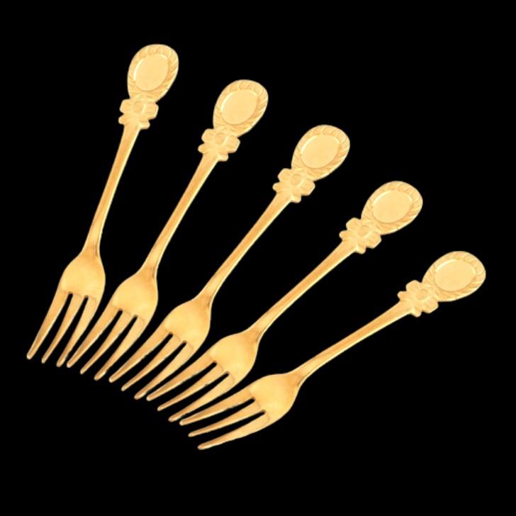 ゴールド リボンデザイン ヒメフォーク 金メッキ仕上げ