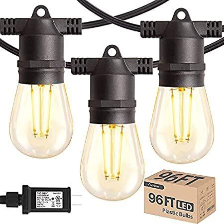 【中古】 with Lights String Outdoor LED Amico 96FT LED Bulbs Plastic Vintage Edison LED電球、LED蛍光灯 【中古】 with Lights String Outdoor LED Amico 96FT LED Bulbs Plastic Vintage Edison LED電球、LED蛍光灯