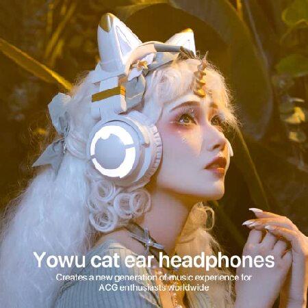 YOWU RGB 猫耳ヘッドホン ３G ワイヤレス 5.0 折りたたみ式ゲーミング