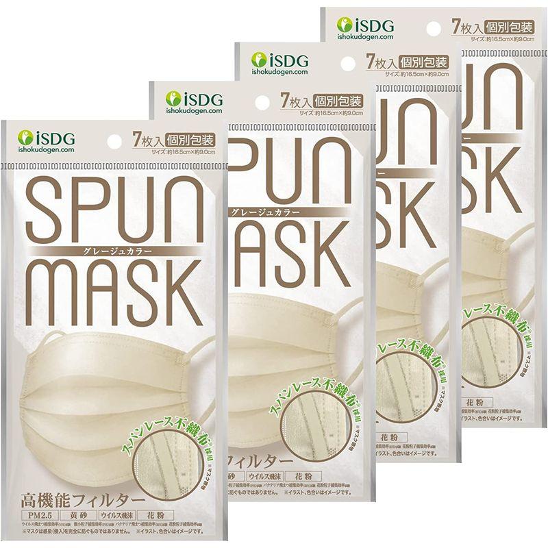 送料0円医食同源ドットコム 28枚 7枚入り×4袋 7枚入り SPUN 個包装 MASK (スパンマスク) iSDG スパンレース不織布カラーマスク マスク エルゴポール ミニ エクステンション HH000