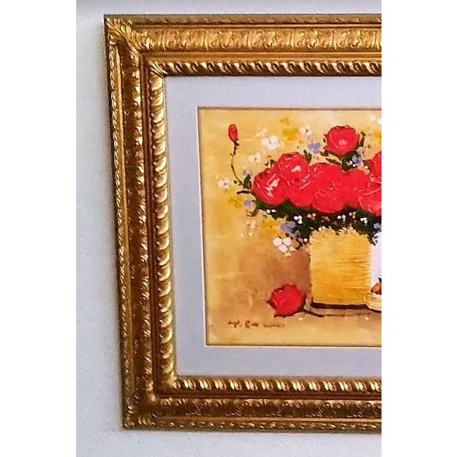 Y・ローナン「赤い花(1)」  油彩画  額縁外寸64.0ｘ54.5ｘ3.5cm  絵41.0ｘ31.8cmＦ6 サイン左下[k-009]の画像