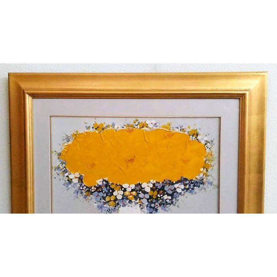 Y・ローナン「白い花器の黄色い花(2)」  油彩画  額縁外寸60.5x51.5x3.0cm  絵41.0ｘ31.8cmＦ6 サイン右下[k-010]の画像