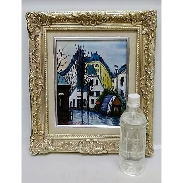 小宮山恒男「ヨーロッパ風景」油彩画 額縁外寸37.0ｘ42.0ｎ7.5cm 絵22.0ｘ27.3cmcm張キャンバス Ｆ3 サイン左下 [k-032]の画像