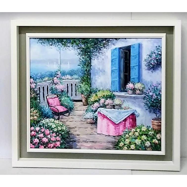 前田隆次「風景」 油彩画 額縁外寸65.7ｘ58.2ｘ4.3cm 絵53.0ｘ45.5cm張キャンバスＦ10　サイン右下[k-068]