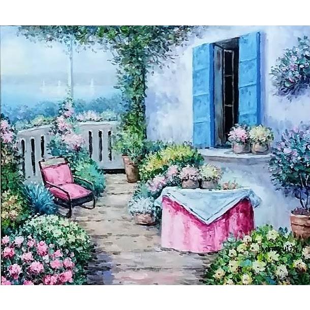 前田隆次「風景」 油彩画 額縁外寸65.7ｘ58.2ｘ4.3cm 絵53.0ｘ45.5cm張キャンバスＦ10　サイン右下[k-068]_7