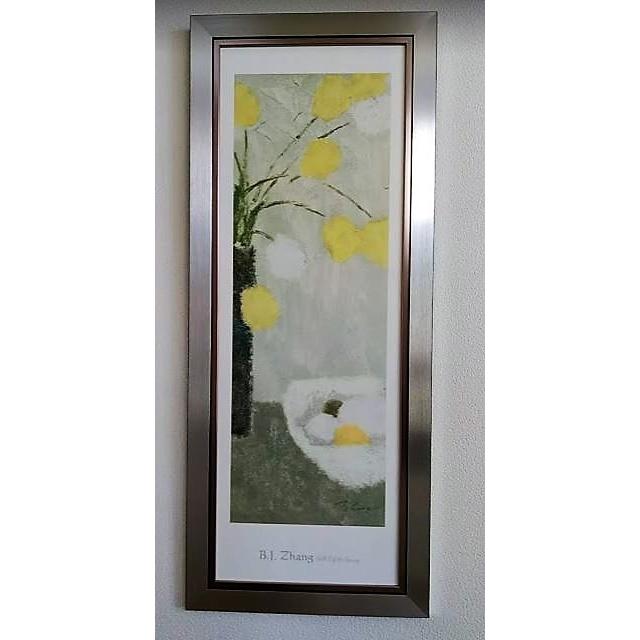 （B・J・ Zhang ）「黄色い花　Still Life For Spring」ポスター額装品　 額縁外寸39.5x97.0cm  内寸31.5x89.0cm　[k-164] 【Maclntyre】