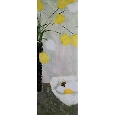 （B・J・ Zhang ）「黄色い花　Still Life For Spring」ポスター額装品　 額縁外寸39.5x97.0cm  内寸31.5x89.0cm　[k-164] 【Maclntyre】