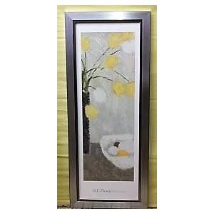 （B・J・ Zhang ）「黄色い花　Still Life For Spring」ポスター額装品　 額縁外寸39.5x97.0cm  内寸31.5x89.0cm　[k-164] 【Maclntyre】