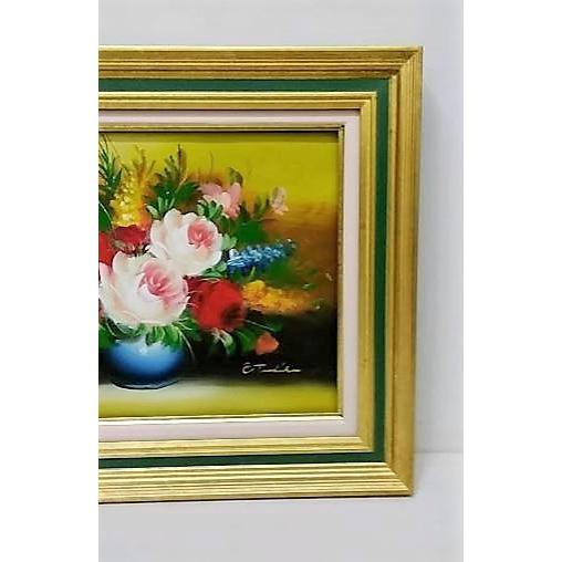 田代恵美「花」 油彩画 額縁外寸50.5x46.3x6.5cm 絵41.0x31.8cm