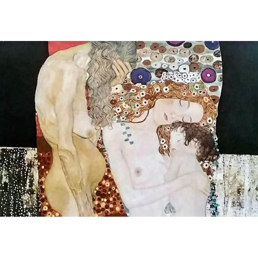 グスタフ・クリムト「母と子」 ポスター 額装品 額縁外寸72.5x91.5x2