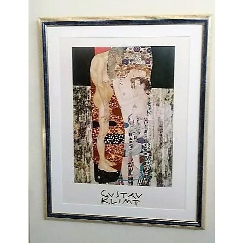 グスタフ・クリムト「母と子」 ポスター 額装品 額縁外寸72.5x91.5x2