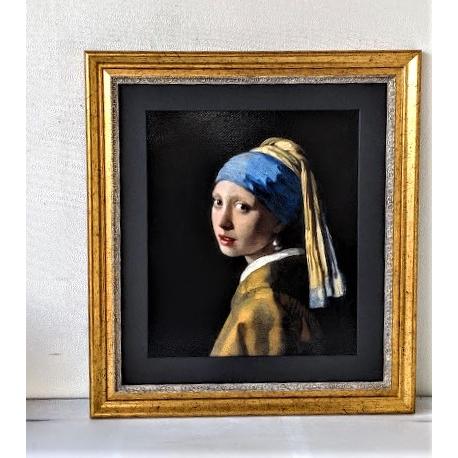 フェルメール　真珠の耳飾りの少女　ジークレーデジタルプリント　額装 フェルメール「真珠の耳飾りの少女」ジクレー、シルクスクリーンツヤ