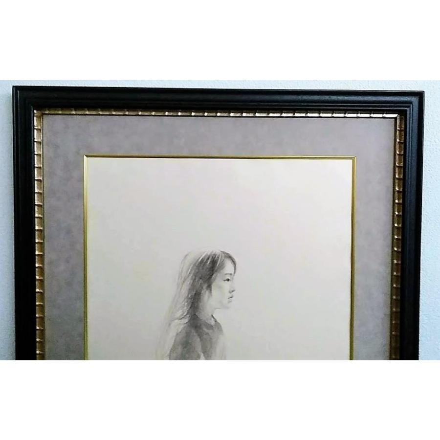 藤井勉「秋日（髪）」額装品 リトグラフ 25/115 額縁外寸65.0x84.0x3 