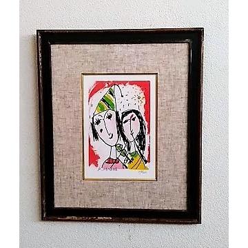 塙賢三「恋人」 リトグラフ 68/200 額縁外寸44.0x37.0x2.5cm 裏ビス