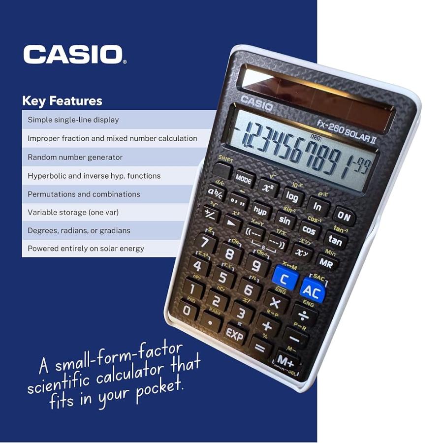 CASIO（カシオ） 関数電卓 fx-260SLRII ソーラー電源 10桁表示 144関数