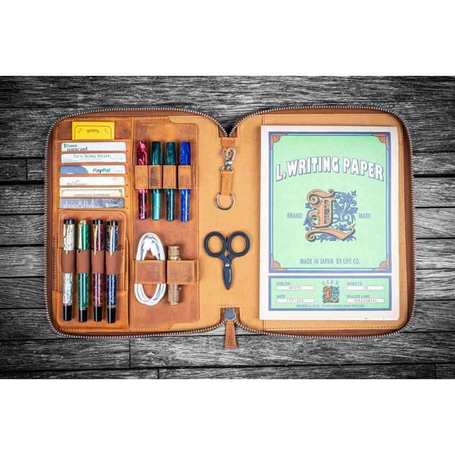 Galen Leather ガレンレザー ジッパー付きレザーフォリオ B5 Moleskine iPad Pro対応 本革手帳カバー |  | 01