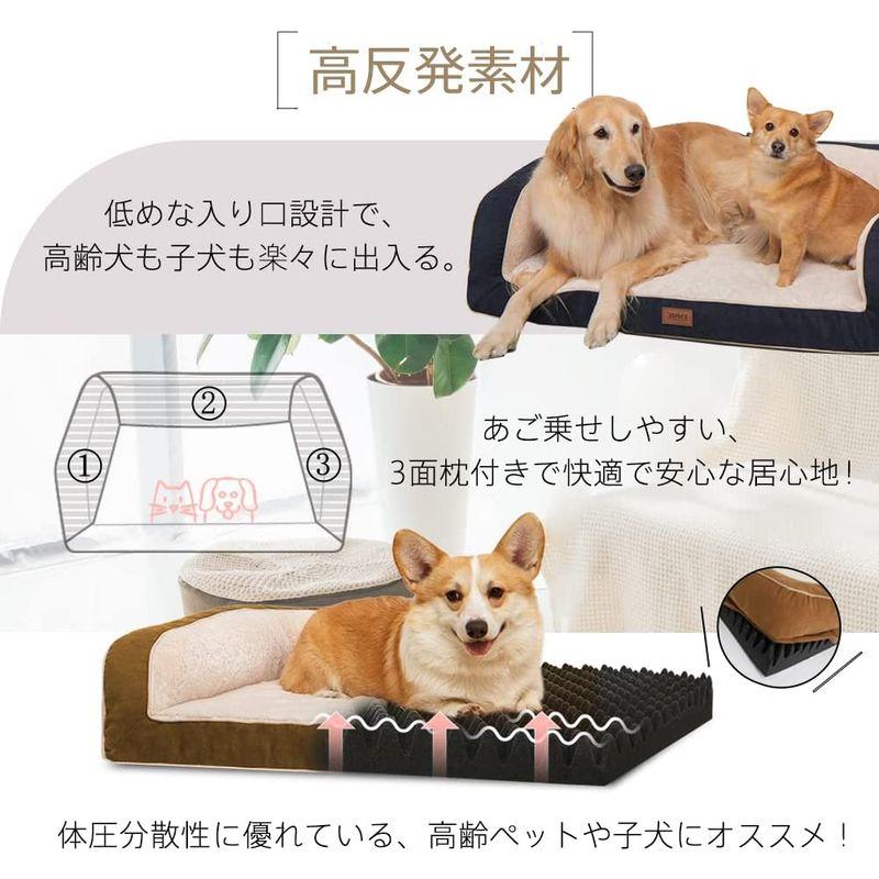 EMME 犬 ベッド ペットベッド ペットソファー ペットクッション 枕付き クッション性が 高反発 ふわふわ もこもこ 寒さ対策 高齢犬 犬 ベッド ペットベッド ペットソファー ペットクッション 枕付き クッション性が 高反発 ふわふわ もこもこ 寒さ対策 高齢犬 ； 3面枕付きで快適な居心地 ベッドの枕部分は抗菌防臭加工済みの中綿を使用し 衛生的でイヤなニオイを防げます 中綿をたっぷり入れており ふわふわな触感を楽しめ