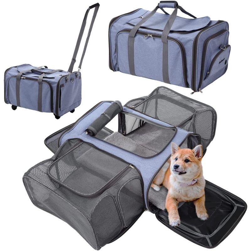 26【新品未使用】 Animary ペットキャリーバッグ 猫 小型犬 折りたたみ 拡張 キャスター キャスター付き 【2305757394】(13871円)