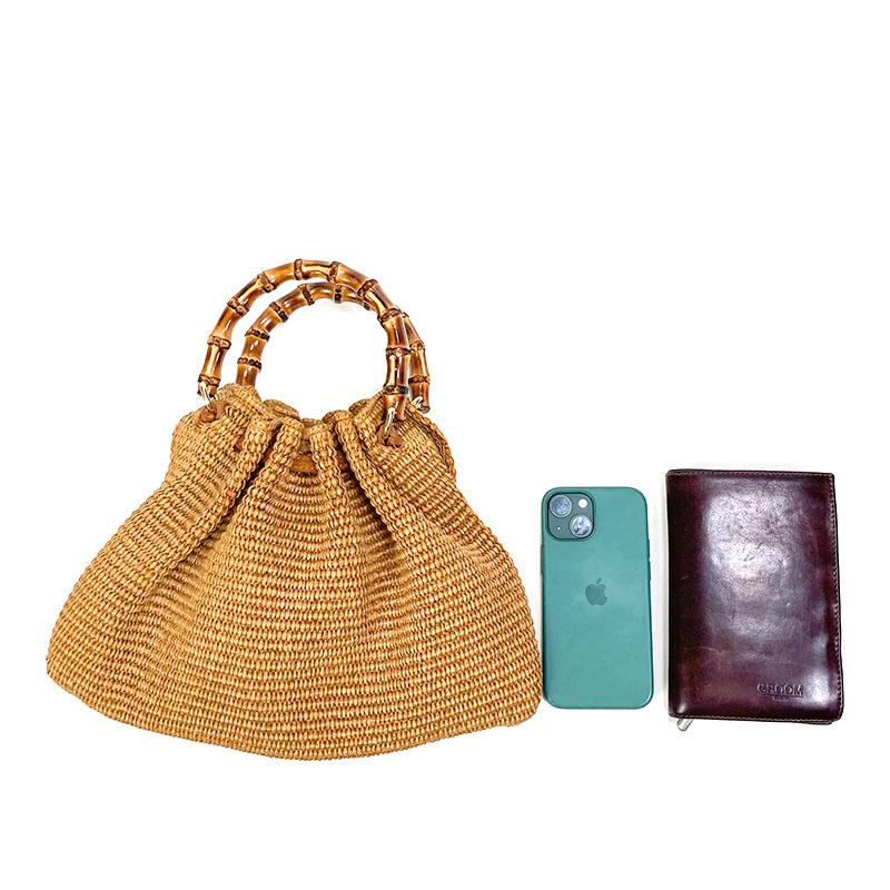 週末セール50％offカテリナベルティー二バンブーハンドルトートバッグ Caterina Bertini かごバッグ バンブーハンドル トートバッグ