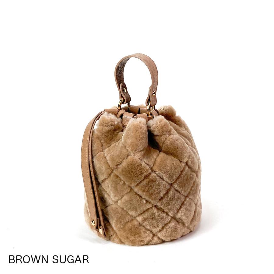 ブラックフライデーSALE ファーバッグ イタリア製 リサコンテ ムートン ショルダーバッグ キルティング バケツ型 lisa conte 大人スタイル 上品 大人かわいい LC177