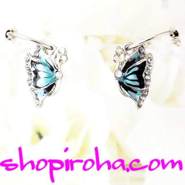 廃盤品JUSTINDAVIS CROWN BUTTERFLYピアス 蝶　ピアス Butterflyピアス アゲハ蝶ピアス ブルーバタフライピアス チョウチョ
