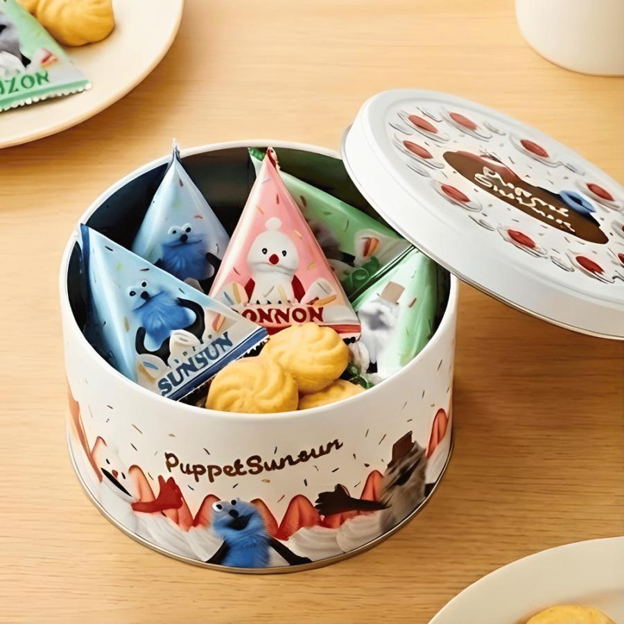 パペットスンスン ホールケーキ缶 クッキー缶 おかしミニバッグ 5点セット ハート(Heart) パペットスンスン ホールケーキ缶 クリスマス お菓子