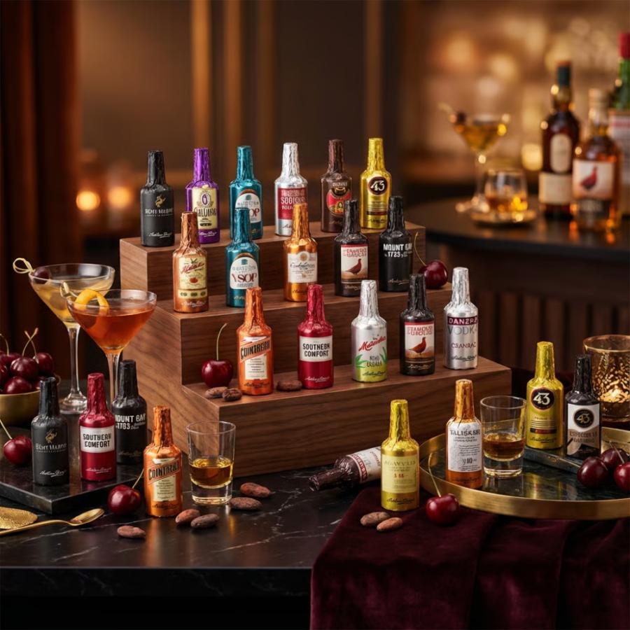 リカーチョコレート 洋酒入りボトル型 ダークチョコ アソート アンソン