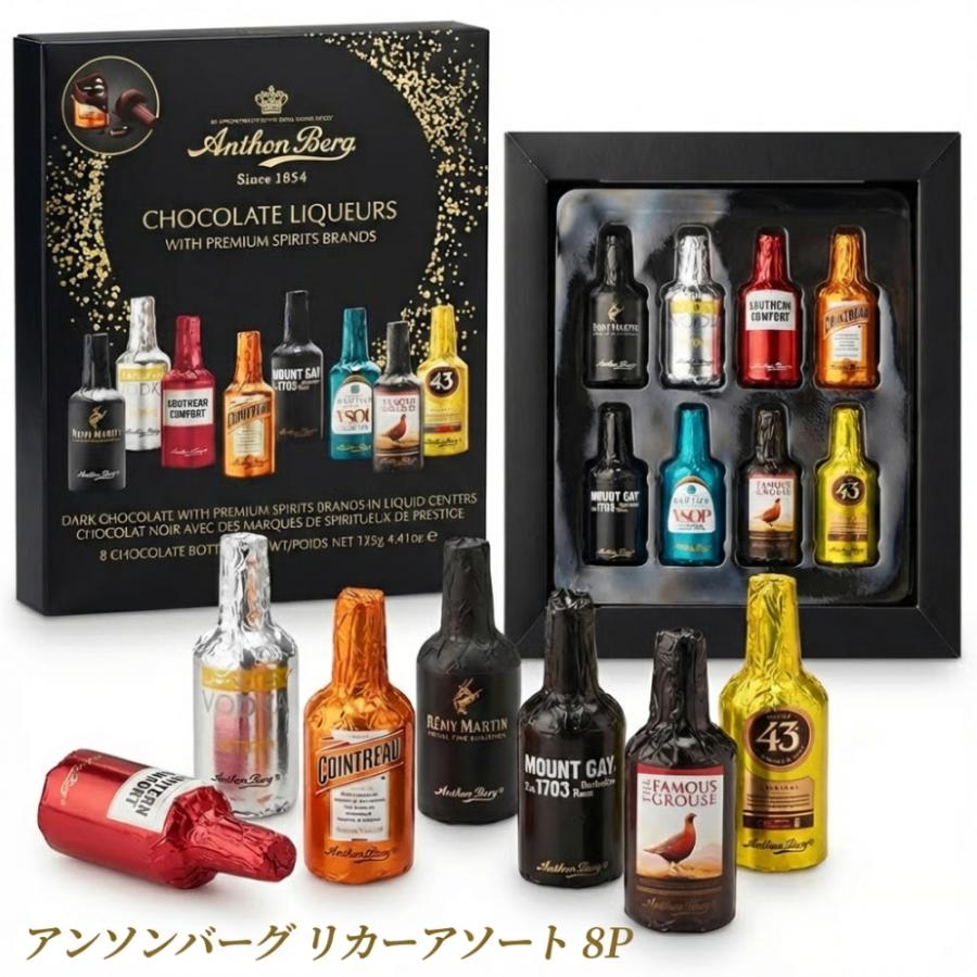 洋酒　５本セット リカーチョコレート 洋酒入りボトル型 ダークチョコ アソート アンソン