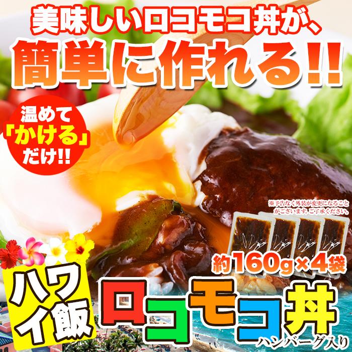 ロコモコ丼 640g 160g 4袋 ハンバーグ入り ハワイ飯 レトルト 卸