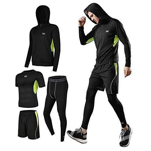 ランニングウェア 注目の福袋をピックアップ セット コンプレッションウェア メンズ スポーツパーカー 長袖 ハーフパンツ タイツ 4点セット