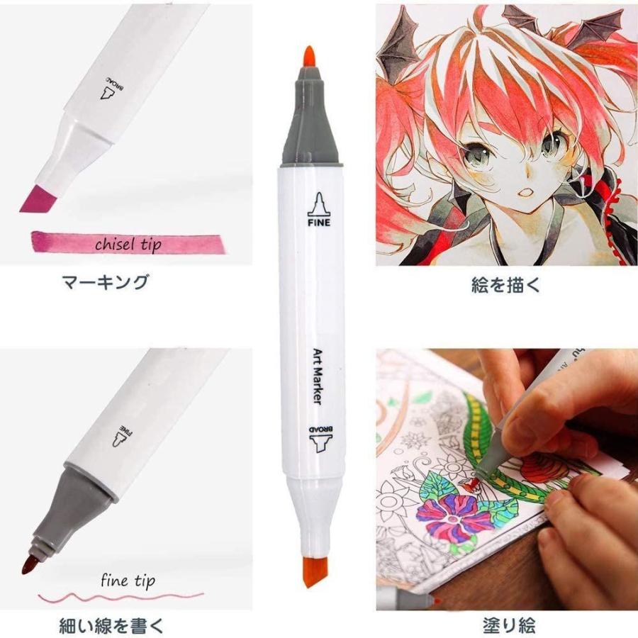 Koglee コグリー イラスト マーカーペン 80色セット 太細両端 油性 コミック用 マンガ用 手帳 描画 落書き 塗り絵 キャリング イラスト用マーカー Cromg Org Br