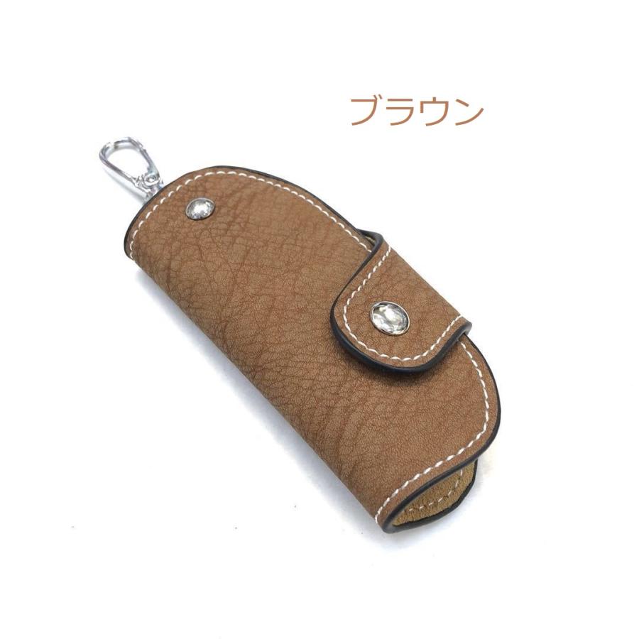 FORGERON 本革 ステッチ入りコンパクトキーケース 二つ折り スナップ