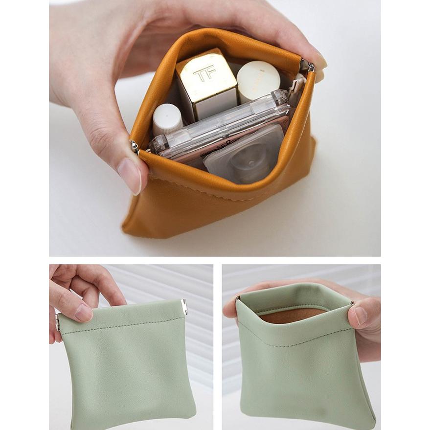 バネ口ポーチ 13cm マチ無しぺったんこ FORGERON PUレザー バネ口ポーチ Mサイズ マチなし 12×11cm バネポーチ